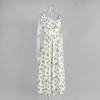 Women's Summer Lemon Floral Print Spaghetti Strap Midi Dress Tie Front Low Cut High Waist Side Slit Elegant Vacation Party Dress
