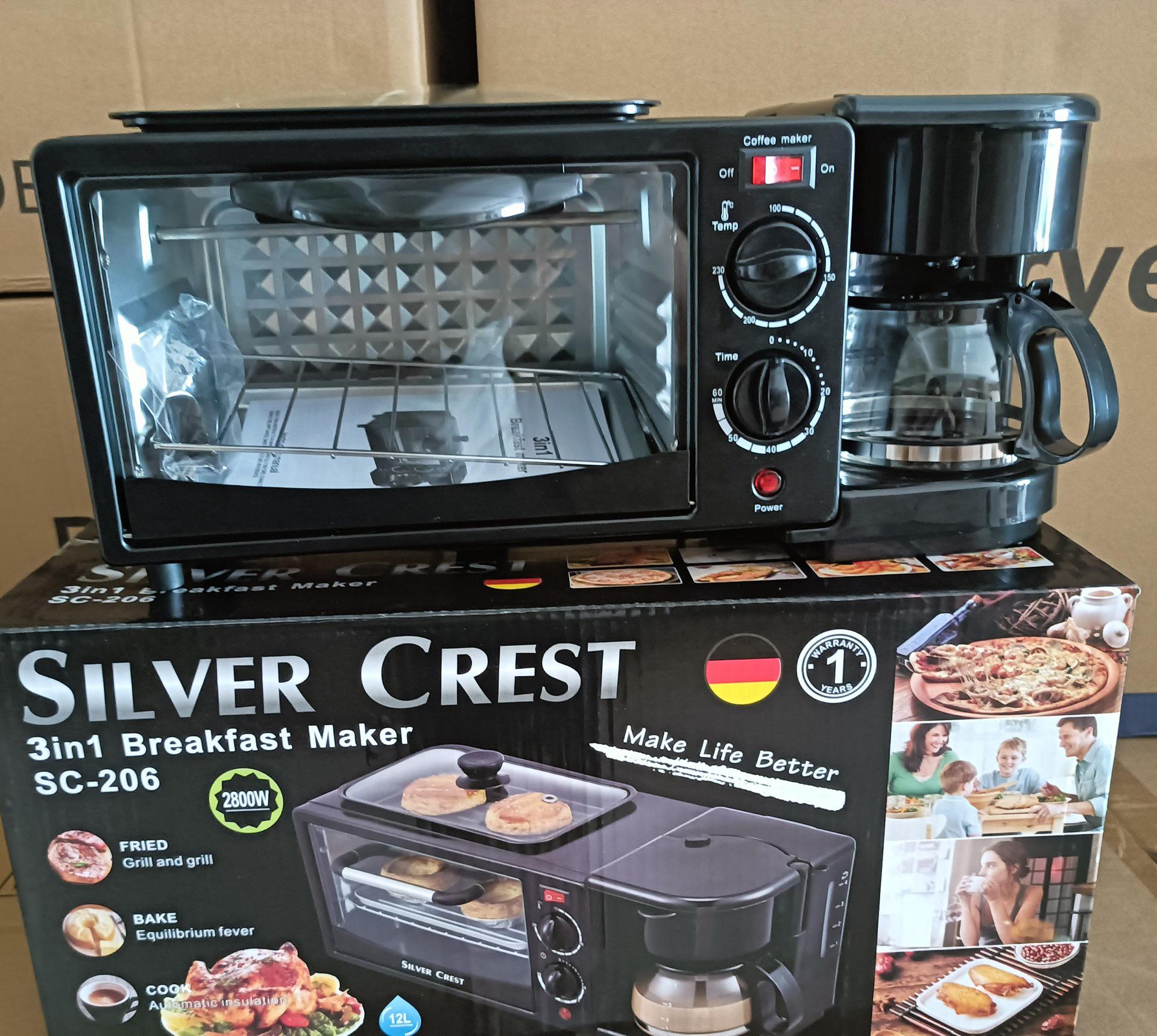 

Multifunctional Breakfast Station: Sandwich Maker, Egg Tart Baker, Bread Machine & Coffee Maker - Manager s Recommendation чёрный