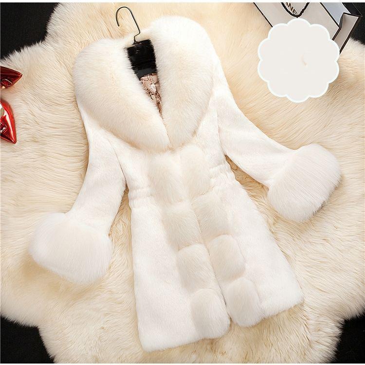 Women Autumn Winter Outwear Faux Fur Coat Thick Female Long Fake Fox Fur Thick Long Sleeve Jacket Ladies Slim Warm Faux Fur Coat