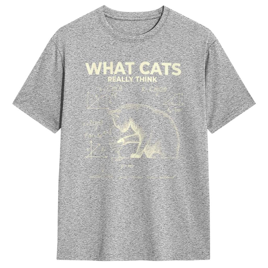 Men Funny Science Physics Cat Meme What Cats Really Think T Shirts Tees Short Sleeve T-Shirt Crewneck Tee Shirt Plus Size 5XL