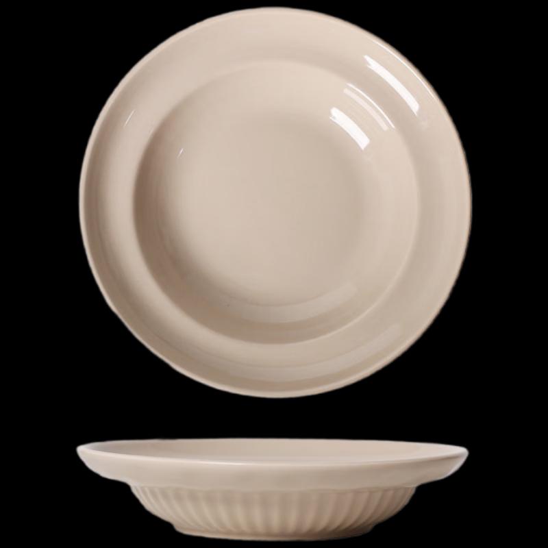 French Cream Style Ceramic Deep Dinner Plate
