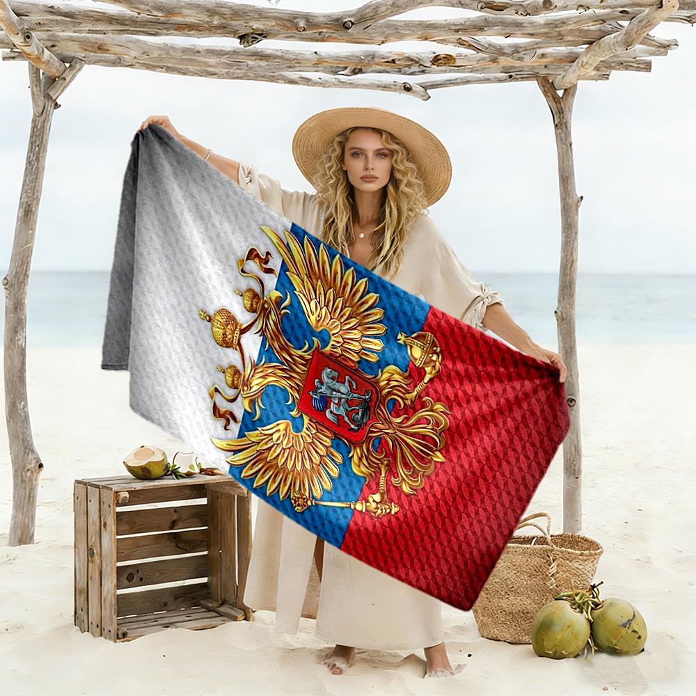 Russian Coat Of Arms Beach Towel Quick-Dry Soft Microfiber Comfortable Lightweight