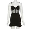 Dark Sexy Perspective Mesh Stitching Dress Summer Skirt