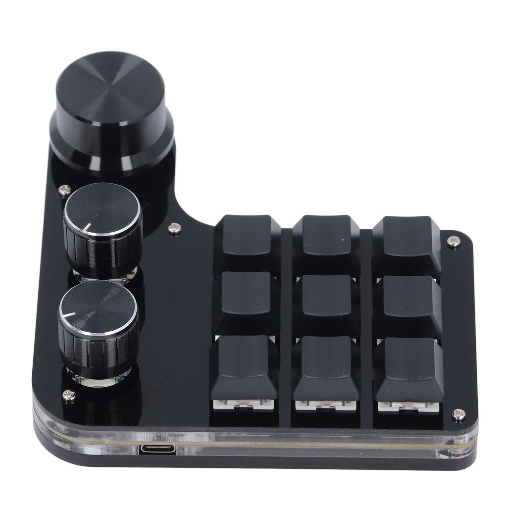 USB Mini Macro Mechanical Gaming Keyboard Programmable 9 Keys 3 Knobs Red Switch RGB LED Onboard