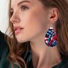 Patriotic American Flag with Sunflower Boots PU Earrings for Women, Independence Day American Flag Rose Flower Water Drop Earrings