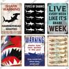 Putuo Decor Shark Sign Metal Signs Vintage Tin Sign Funny Warning Movie Poster for Bar Pub Kitchen Club Man Cave Wall Decoration