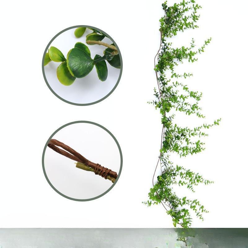 

Искусственный ротанг пластиковый эвкалиптовый ротанг украшение для дома плющ с листьями монеток полоса Long injection moulded зелёный