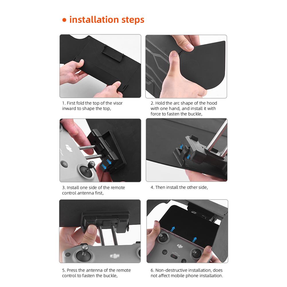 For DJI Mavic 3/Mini 2/Air 2/Air 2S/Mini 3 Pro RC-N1 Remote Controller Sun Hood Sun Shade Phone Monitor Folding Sun Phone Holder