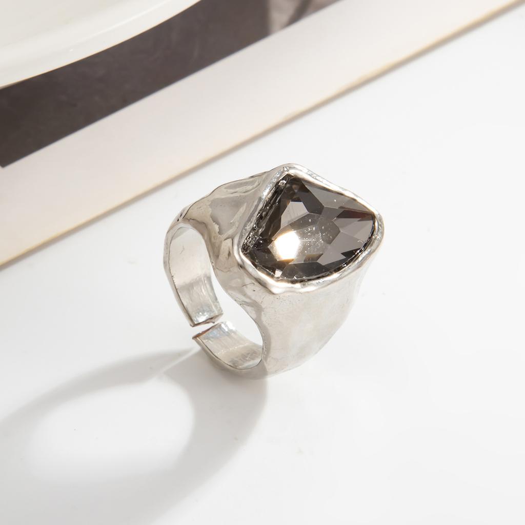 Exaggeration Heart Shape Crystal Rings Set for Women Lips Square Zircon Charm Open Rings Adjustable Fashion Designer Luxury Jewelry