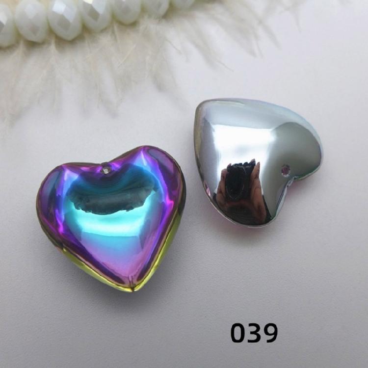 10Pcs Heart Glass Rock Charm Bracelet Necklace Pendant DIY Jewelry Making Craft