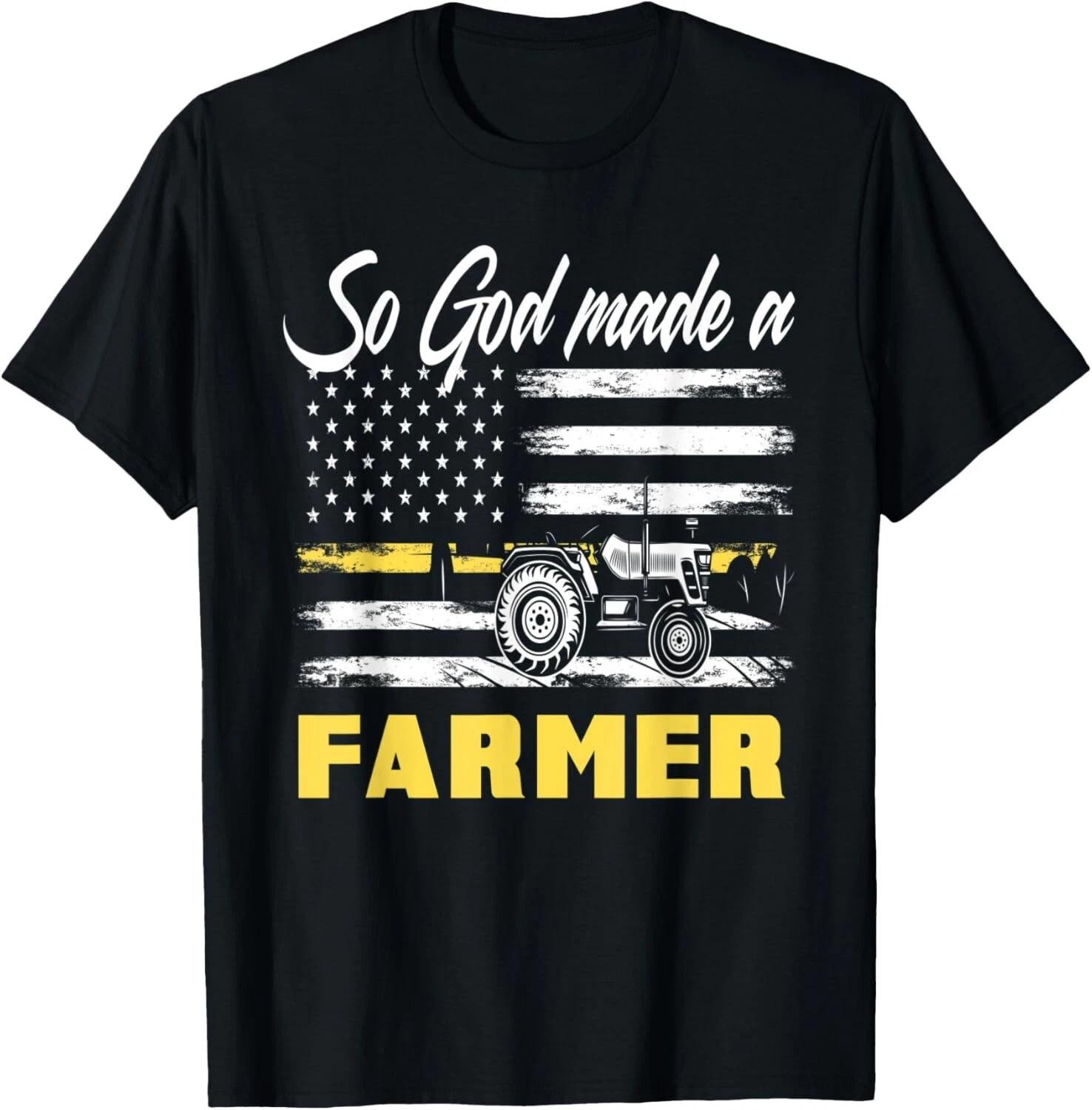 God Made A Farmer American Flag Tractor Farmer Tee Gift Unisex T-Shirt 2XL