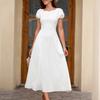 Summer New Holiday Style Short-sleeved Dress, Sexy Big Halter Straps, Slim A-word Solid Color Pocket Dress