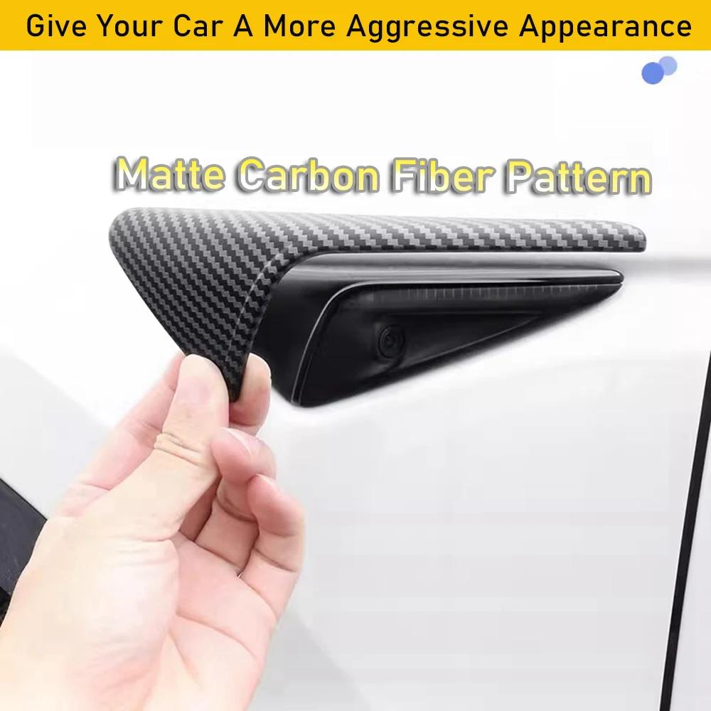 For Tesla Model 3 Y 2026 2026 Side Camera Protection Cover Fender Car Modification Accessories Matte Carbon Fiber Pattern Trim