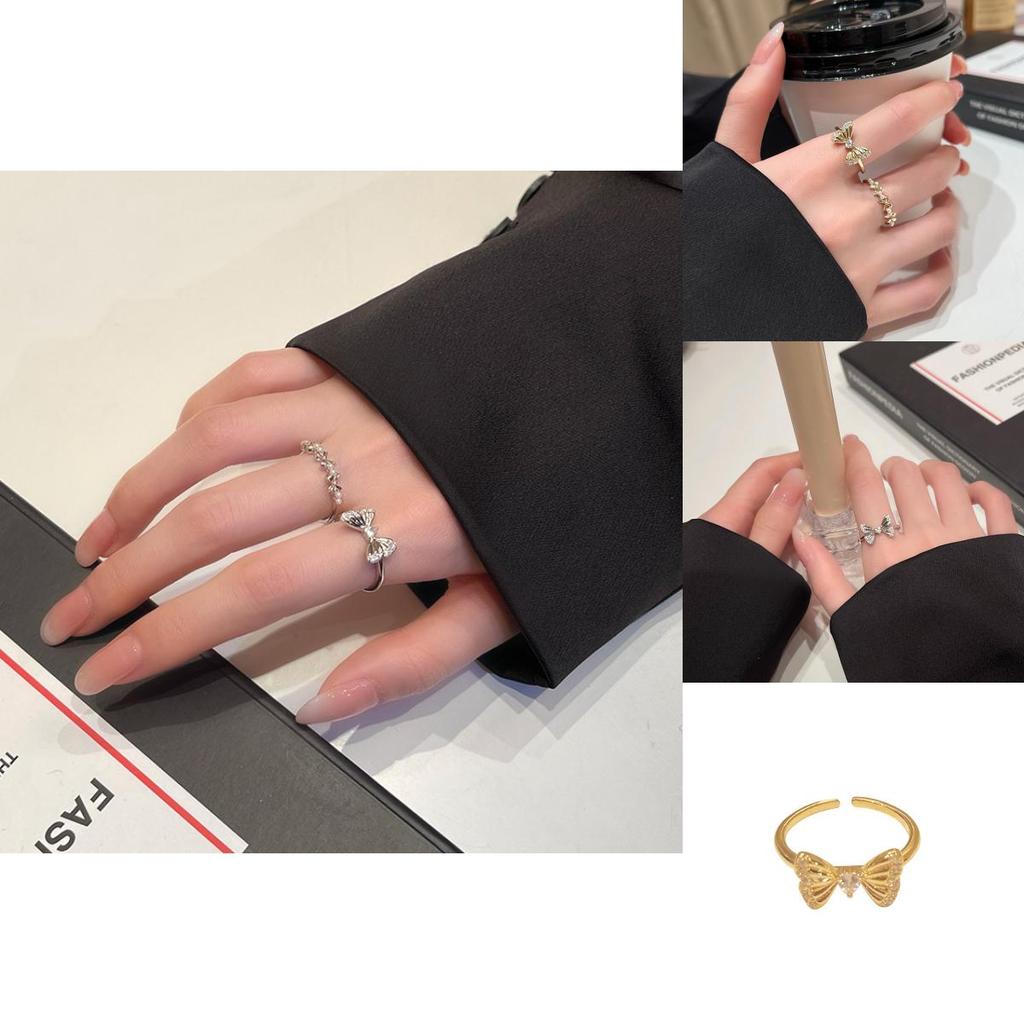 Eleganter Verstellbarer Schmetterling 925 Sterlingsilber Ring Für Damen Im Sommer-Modestil