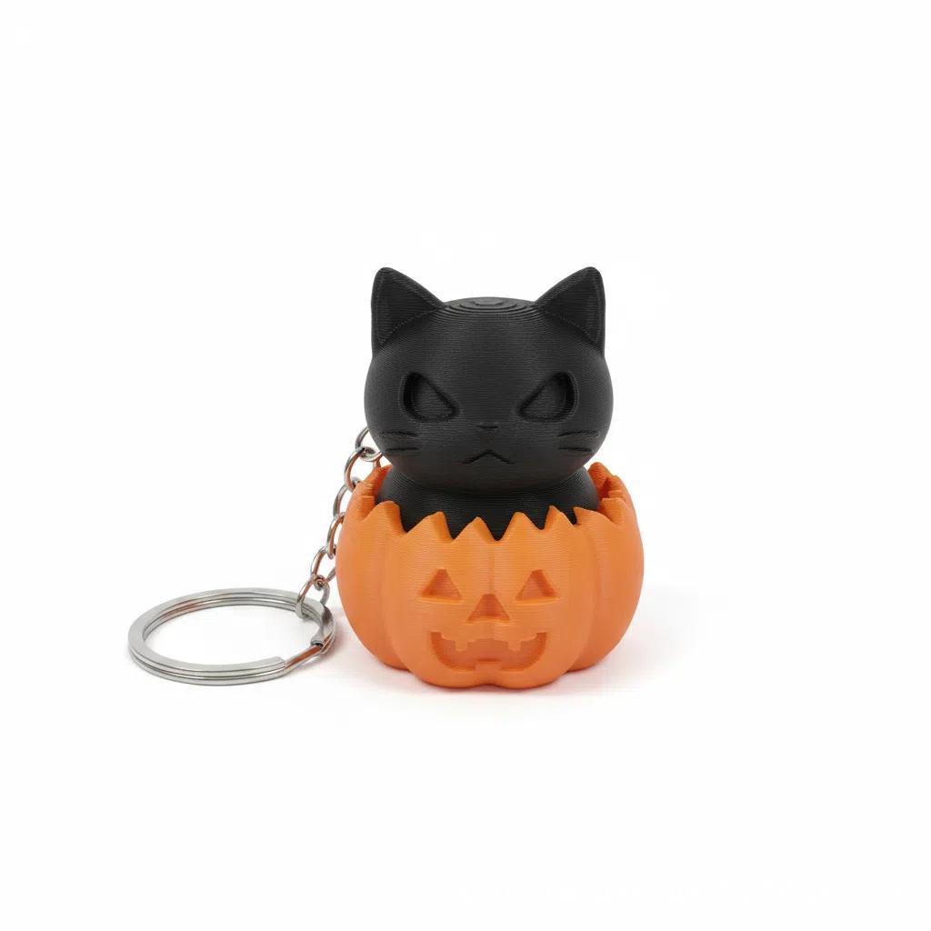 3D Decompression Pumpkin Witch Cat Toy Pendant with Keychain 65*70