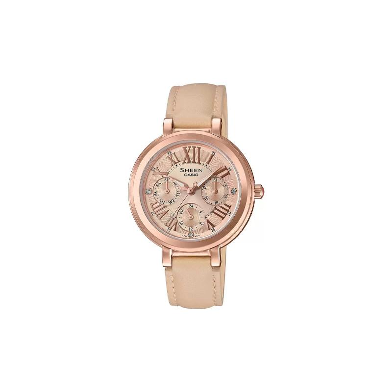 

Casio SHEEN series simple casual fashion quartz movement leather strap Japanese and Korean watch women s watch gold dial SHE-3034GL-9AUDF золотой