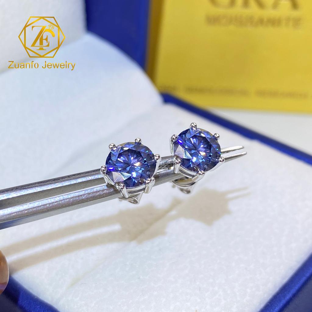 Iced Out Man 1CT 2CT 3CT Round VVS1 Moissanite Hip Hop Stud Earrings Pass Diamond Tester 925 Silver Moissanite Earrings