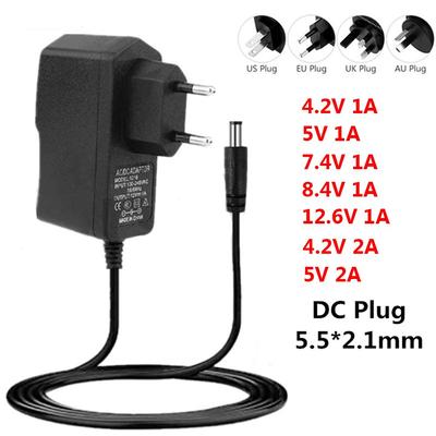 Professional AC 110-240V EU/US Plug Power Adapter 4.2V 8.4V 12.6V 1A 2A Power Supply Charger