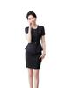 Women's Professional Ruffled Suit Set - Short-Sleeved, Cinched Waist for Hotel Reception Businesswear