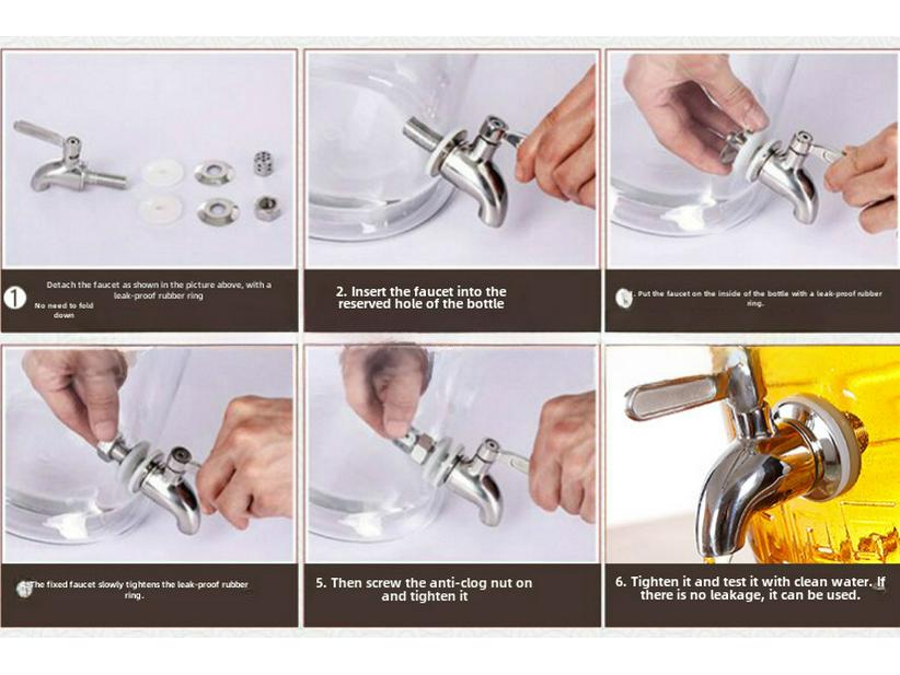 304 Stainless Steel Wine Barrel Spout: Glass Infusion Bottle & Ceramic Jar Valve