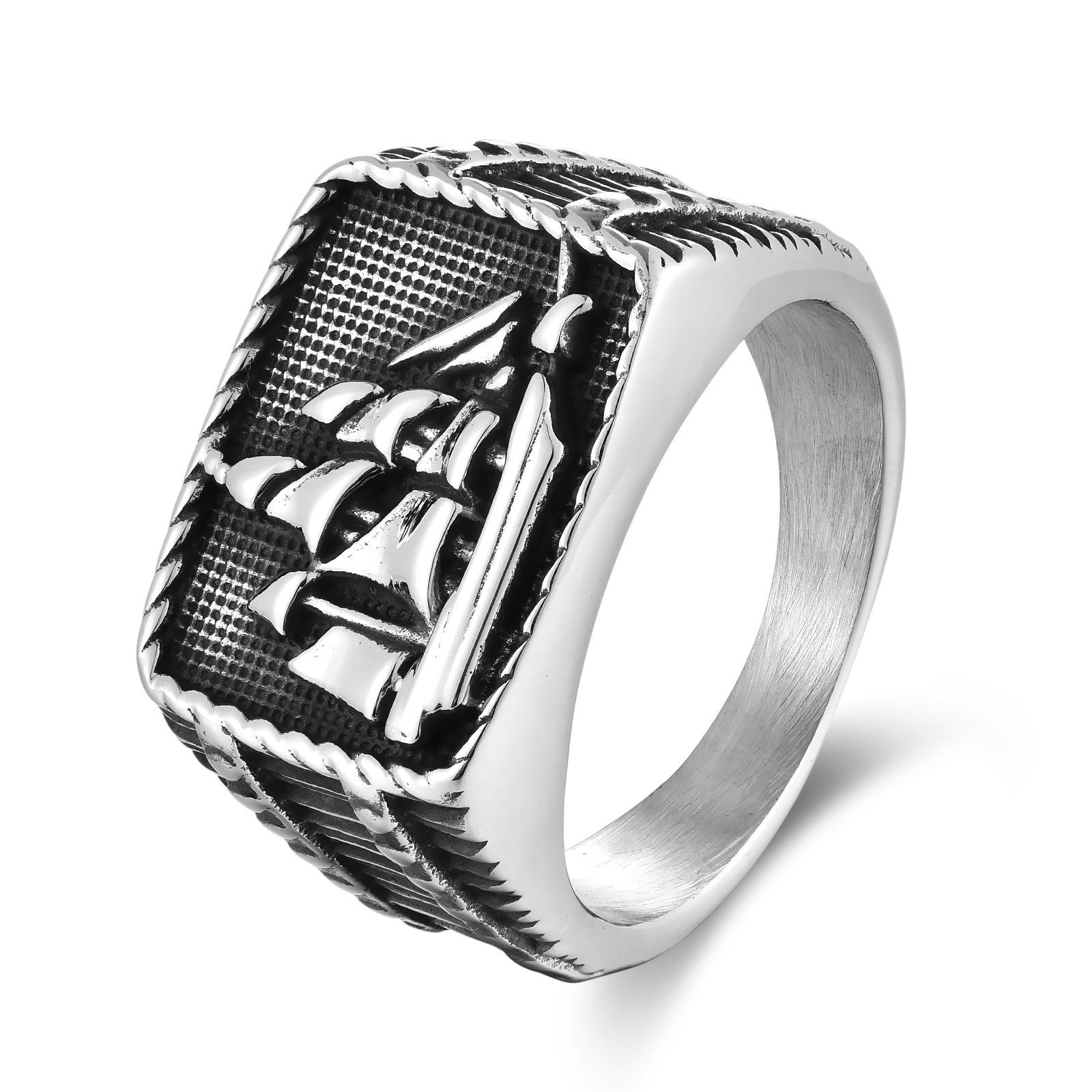 Hip-Hop Stainless Steel Sailing Ring, Men S Personalized Retro Ring, Titanium Steel Men S Ring Jewelry no. 8