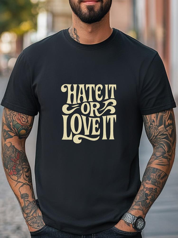 Ненавижу или Люблю Футболка Ретро Типографика Графическая Футболка Смелое Заявление Футболка Унисекс Футболка M