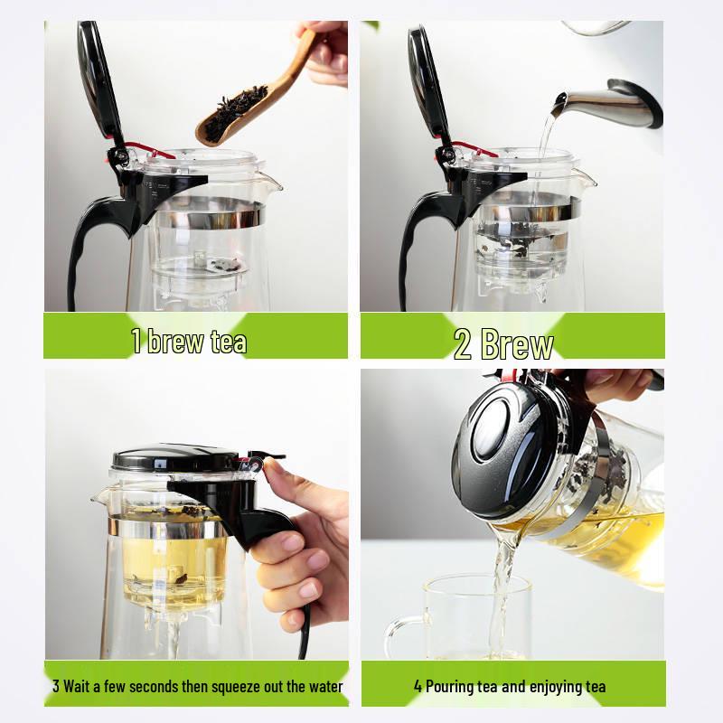 Elegant Multi-purpose Teapot with One-key Filter - Glass Tea Brewing Set & Gift with Custom Logo Print