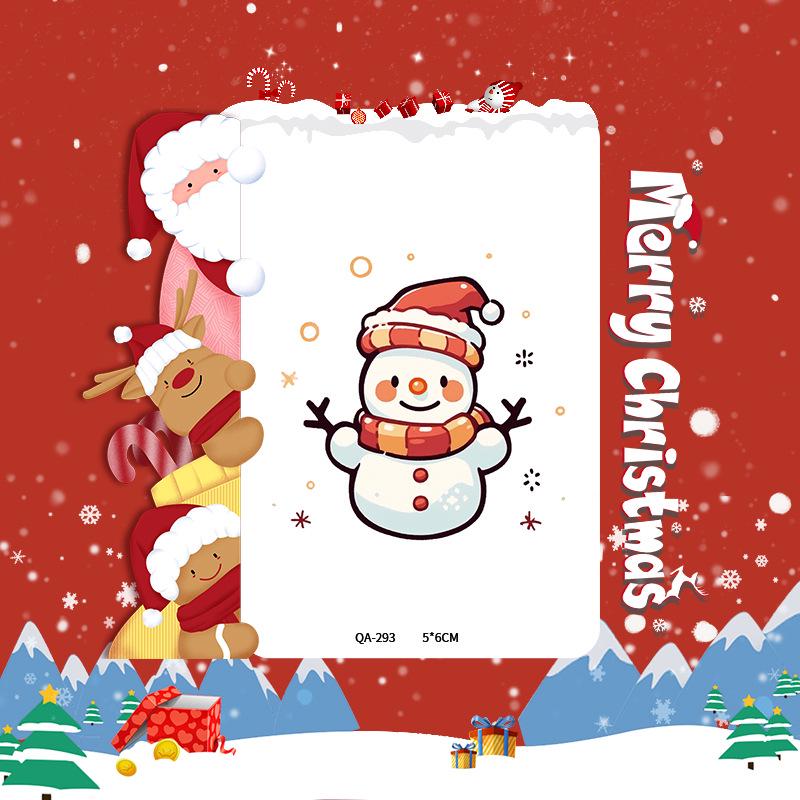 Popular Cartoon Christmas Temporary Tattoos for Kids - Cute Santa and Snowman Sticker Set