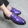Fashion Mens Designer Casual Leather Luxury Office Purple Green Tassel Loafers Business Italian Wedding Dress Formal Male Shoes for Men