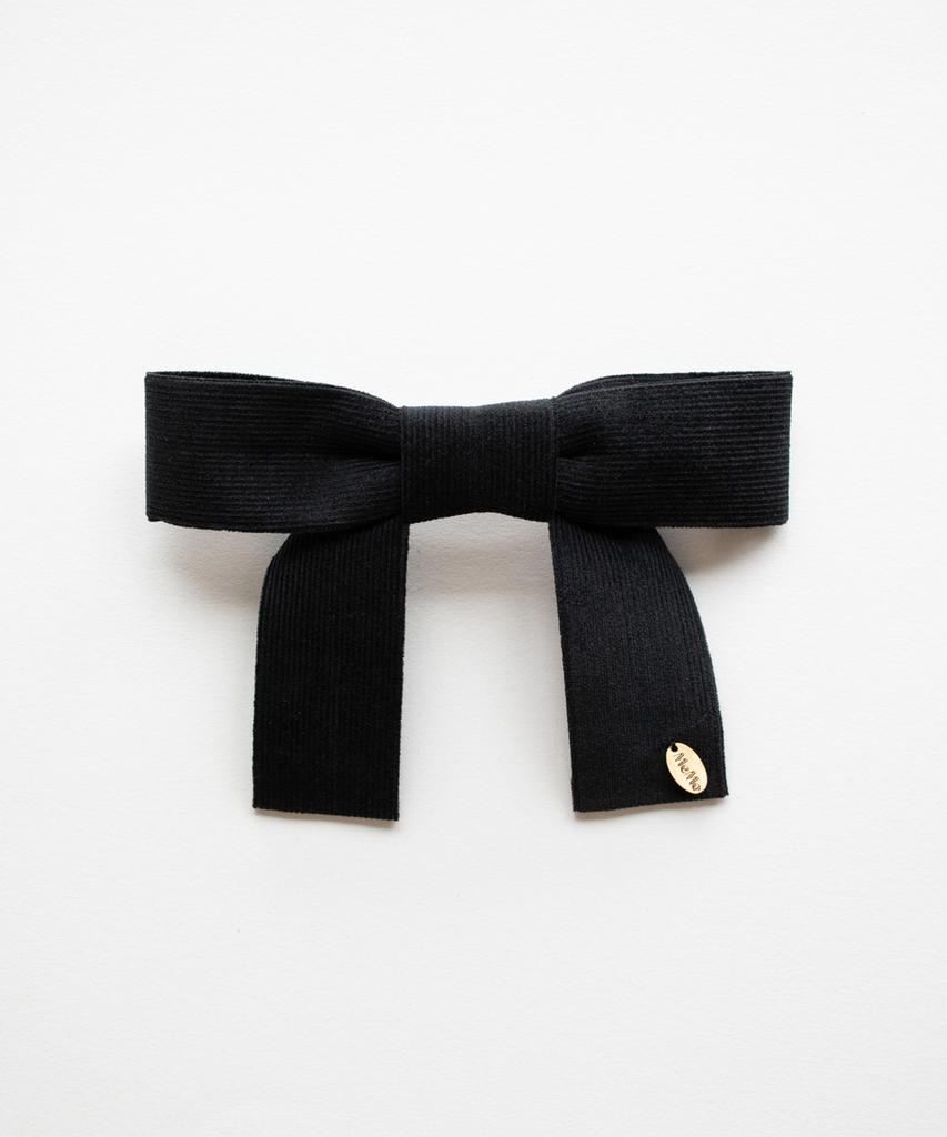 Merrymotive Black Corduroy Ribbon Hairpin