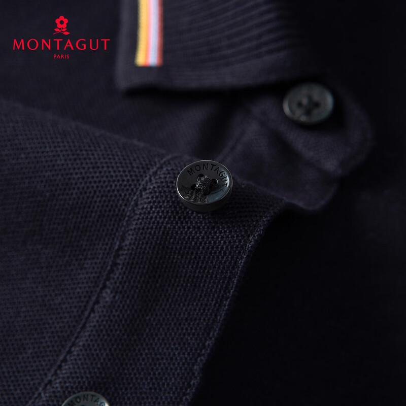 MONTAGUT Men's Cotton Breathable Mesh Color-Block Polo Shirt