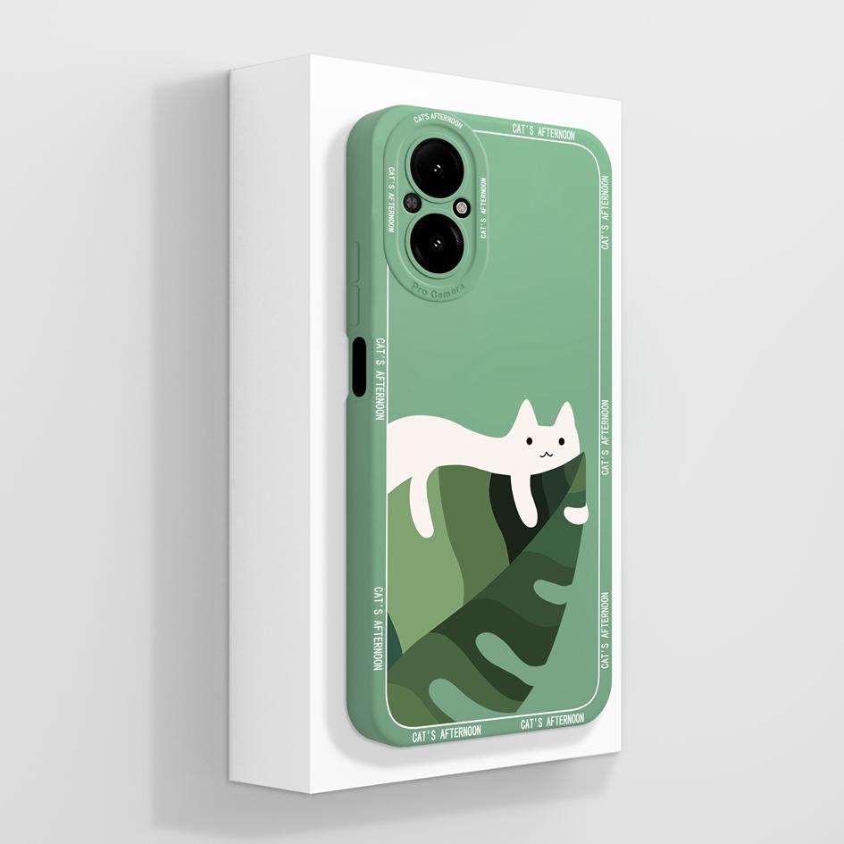 Cover Case For Oppo Realme C67 C65 C63 C61 C25 C25S C25Y C30 C30S C31 C33 C35 C55 C51 C53 Lazy Cat Soft Liquid Silicone Protective Shell For Oppo Capa