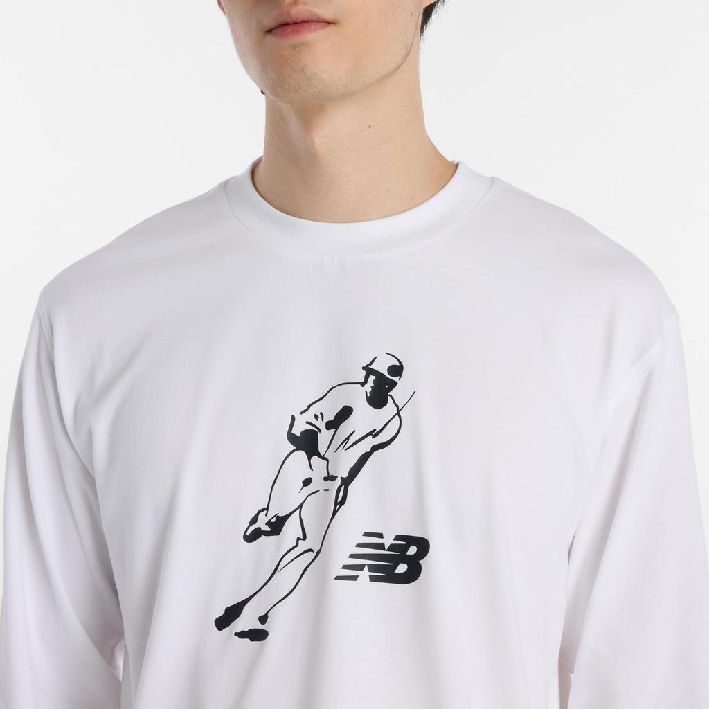 New Balance Shohei Ohtani Always On Logo Langarm Mittleres Herren-T-Shirt (MT6129GV), Weiß,