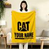 1PC Cat Construction Gear Custom Name Patterned Flannel Blanket Suitable For All Seasons for Home Decor Warmth and Comfort Gifts Holiday Gift