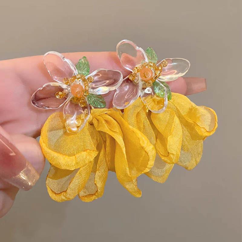 2024 Summer Floral High-End Stud Earrings - Elegant Light Luxury Design for Women