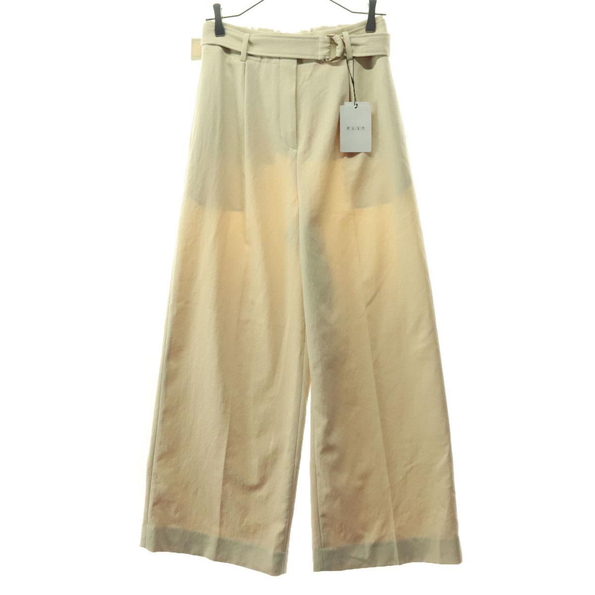 

unused PLST Belted Wide pants M Ivory Washer twill Women Used