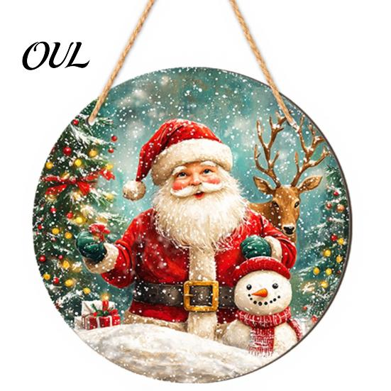 Retro Truck Xmas Signs 2D Christmas Wooden Door Hanger Ornaments, Santa Snowman Reindeer Welcome Wall Festive Front Sign, Rustic Farmhouse Tree