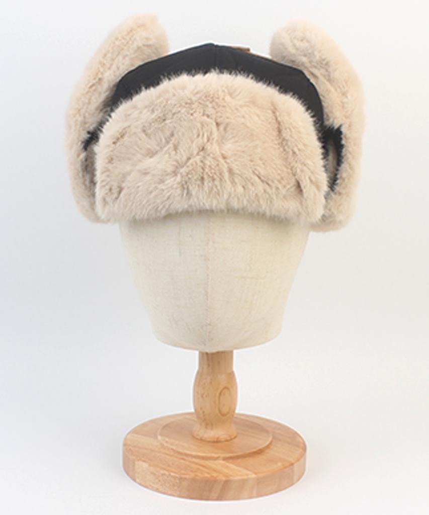 Yunibeosyeolkemiseuteuli Soft Poly Black Fur Balaclava Aviator Cap