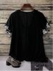 2026 European Plus Size Women's Summer Lace Patchwork Short Sleeve Shirt
