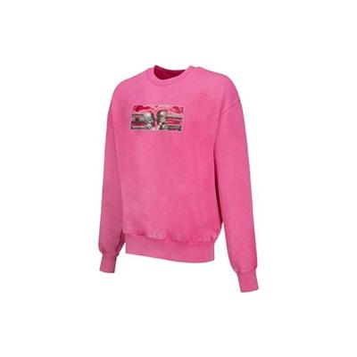 Li Ning Pattern Printed Loose Pullover Sweatshirt Unisex Sweatshirt Pink AWDT233-4