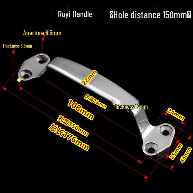304 Stainless Steel Heavy-Duty Bow-Shaped Surface-Mounted Door Handle