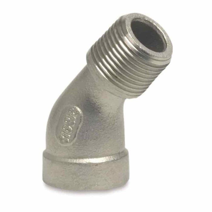 Coude Inox 45 Degrés 1/2 Pouce, Raccord Fileté V4A