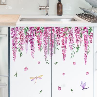 Ms7075 Flower Violet Vine Wall Sticker Living Room Bedroom Decorative Wall Sticker Large Quantity Can Be Negotiated