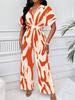 European & American Women's Full Print Batwing Sleeve Wide Leg Jumpsuit - Fashionable & Versatile