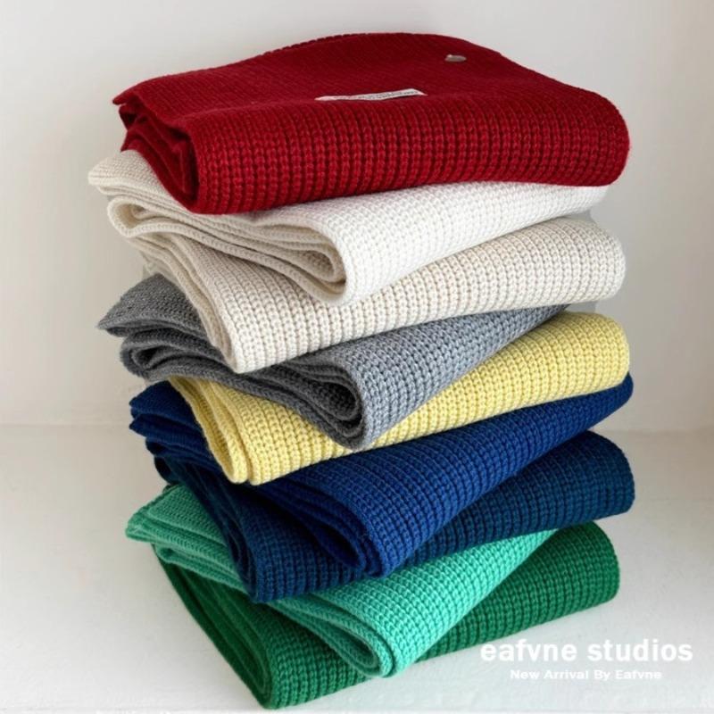 Sheep wool couple solid color knitted wool scarf women's autumn and winter value for money, thickened warm scarf