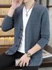 Men's 2025 Korean-Style Casual Knit Cardigan Jacket for Spring/Autumn