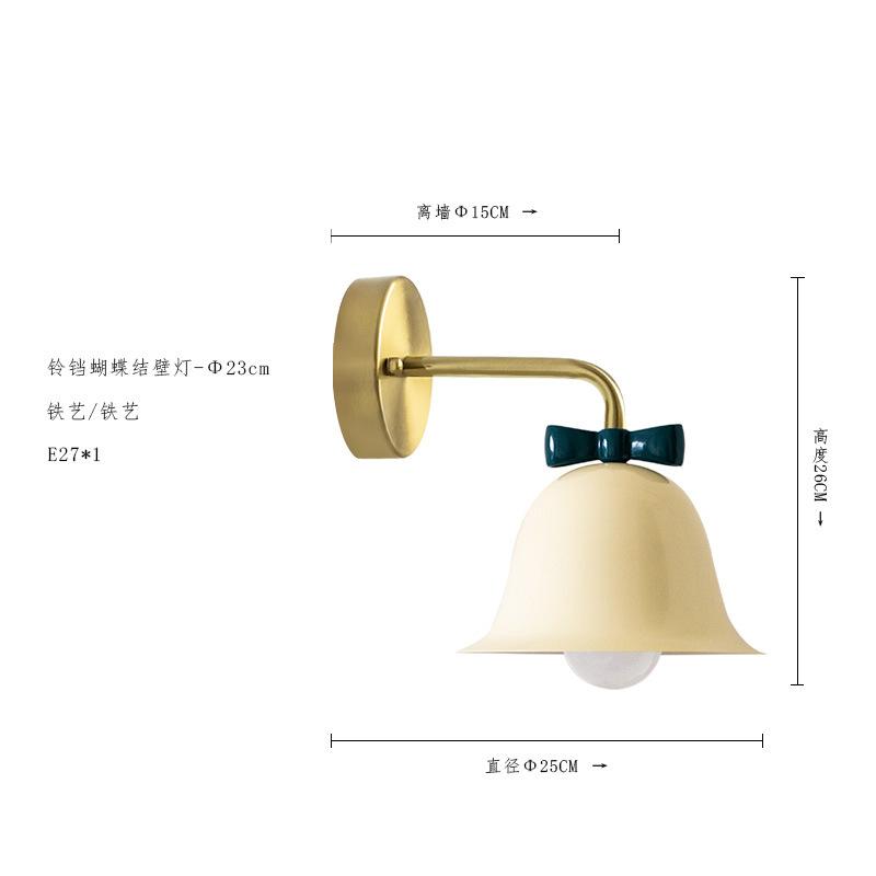 Nordic Ins Cream Glass Bowknot Bell Wall Lamp Bedside Bedroom E27 LED Wall Mounted Kitchen Island Kids/Princess Room Store Cafe