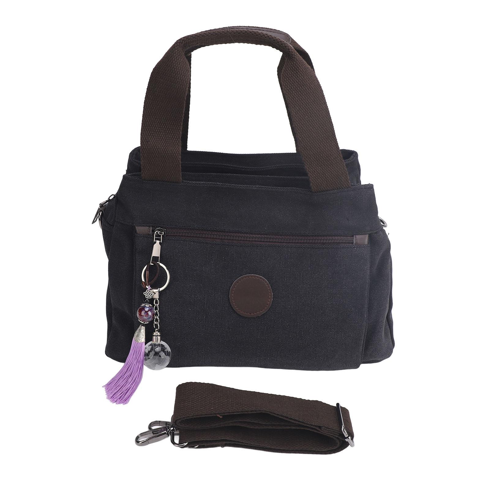 Vintage Canvas Bag Large Capacity Casual Multi Compartment Canvas Handbag for Women