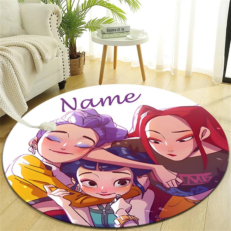 Personalized K-KPop Demon Hunters Round Chair Office Rug - Perfect for Mat, Office Chair & More - Ideal Gift for Birthdays and Holidays