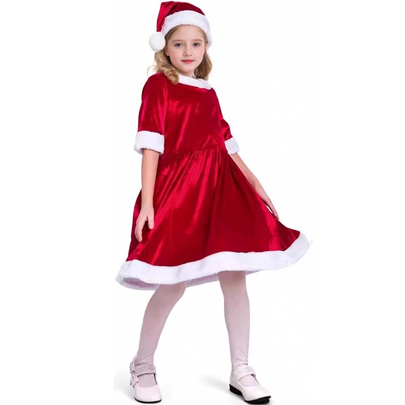 5 Stück Nikolaus Kostüm Für Damen Clause Nikolaus Kleid Weihnachts Outfits Kleider Hut Handschuhe Gürtel Strümpfe Für Weihnachten Jahr